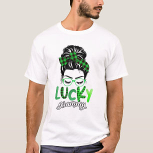 Camiseta Sortuda Grammy Leopard Xadrez Messy Bun Irlandês