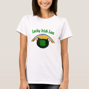 Camiseta Sortuda Moça Irlandesa Dia de São Patrício