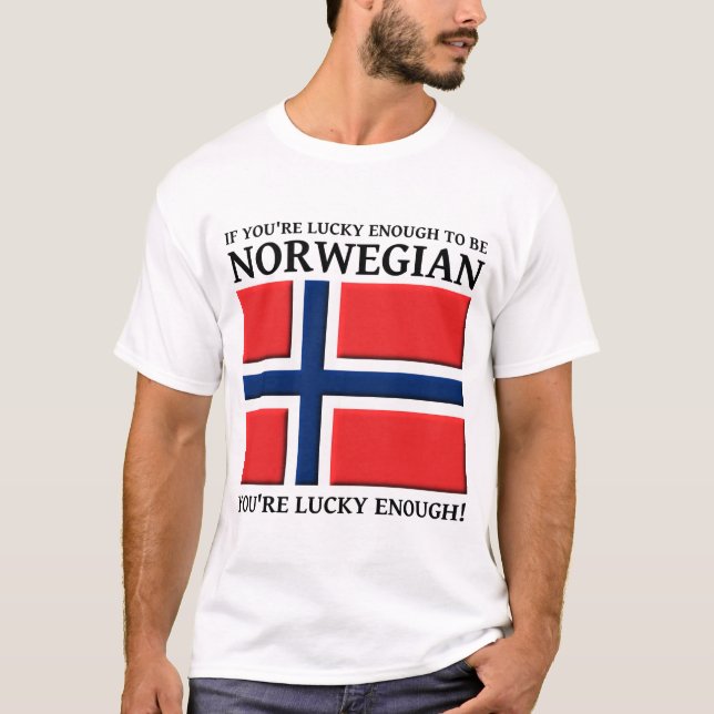 Camiseta Sortudo o Suficiente para Ser Norueguês (Frente)