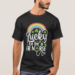 Camiseta Sortudo por ser enfermeira de ER Dia de São Patríc
