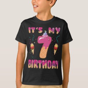 Camiseta Sorvete bonito É meu Docinho de aniversário de 7,