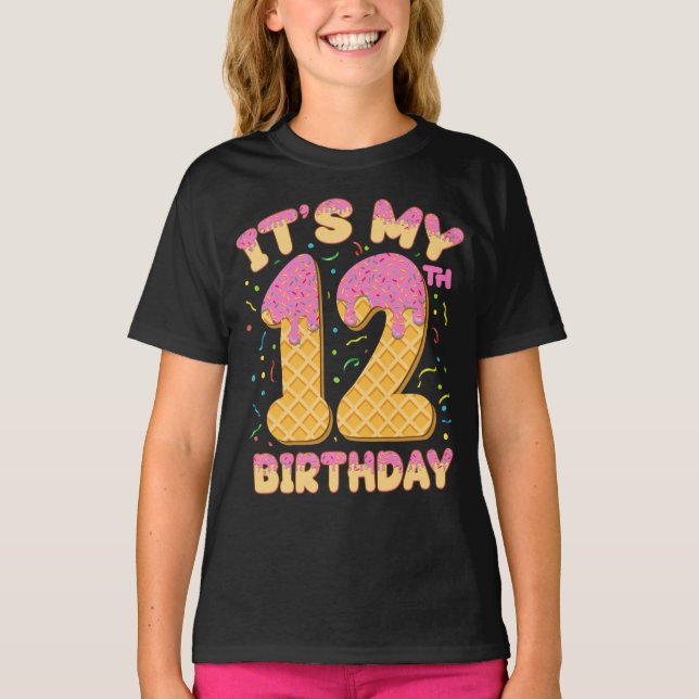 Camiseta Sorvete bonito É minha 12 de aniversário de 12 ano (Frente)