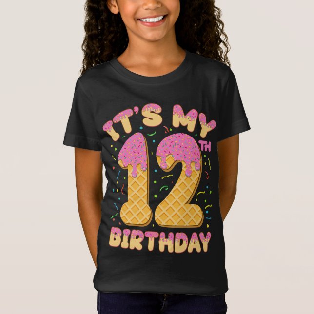 Camiseta Sorvete bonito É minha 12 de aniversário de 12 ano (Frente)