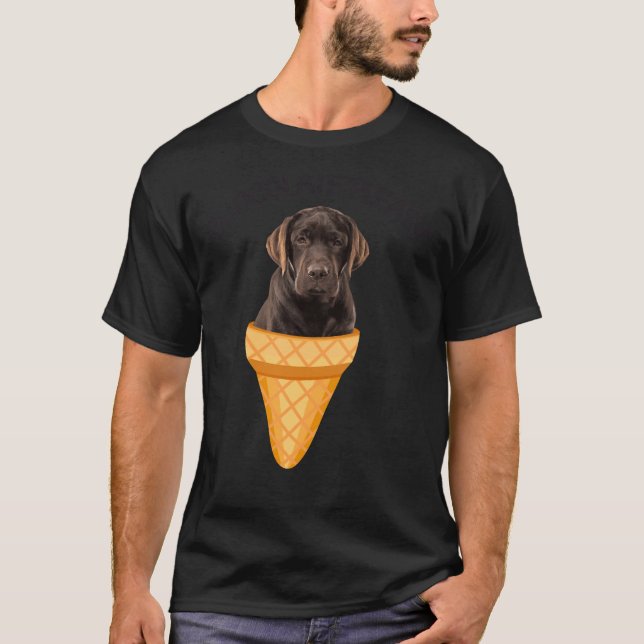 Camiseta Sorvete Cone Chocolate Labrador Retriever Cachorro (Frente)