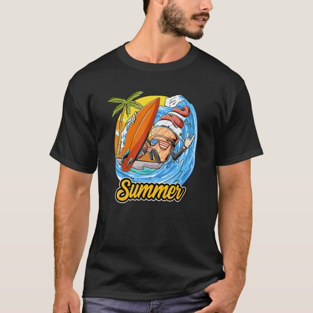 Camiseta Sorvete Cone Navegando No Surfista De Ondas Surfbo (Frente)
