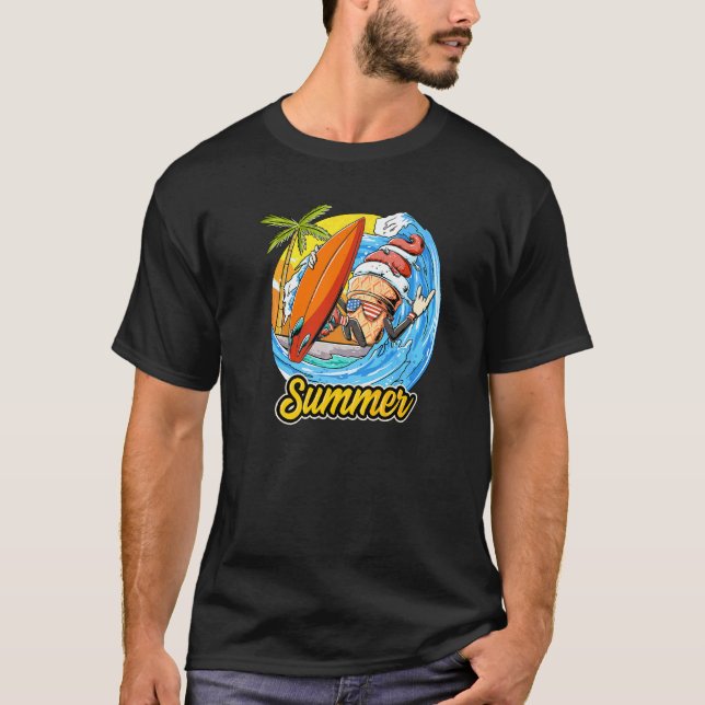 Camiseta Sorvete Cone Navegando No Surfista De Ondas Surfbo (Frente)