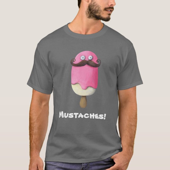 Camiseta Sorvete cor-de-rosa com bigodes (Frente)