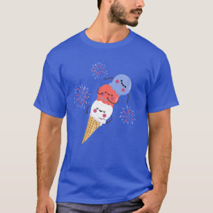 Camiseta Sorvete Cute US Flag Cor 4 De Julho Watercolo