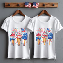 sorvete de 4 de julho Camisa-T feminina