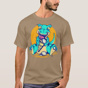 Camiseta Sorvete De Alimentação De Dinossauro Cujo Fato É R