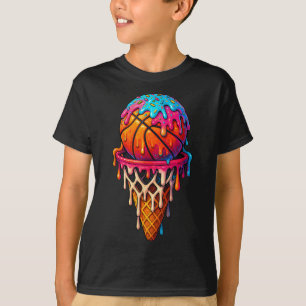 Camiseta Sorvete de Basquete Gotejante Para Meninos Meninas