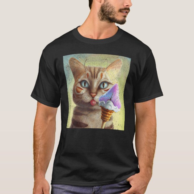 Camiseta Sorvete de Borboleta de Gato (Frente)