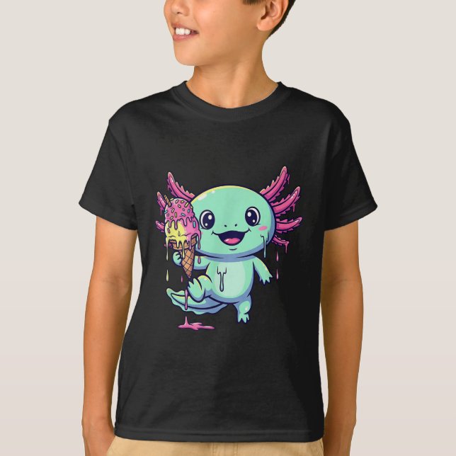 Camiseta Sorvete De Comida De Eixolotl Giro De Kawaii Funn (Frente)