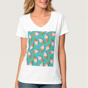 Camiseta Sorvete de cones de waffle e padrão de iogurte con