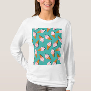 Camiseta Sorvete de cones de waffle e padrão de iogurte con