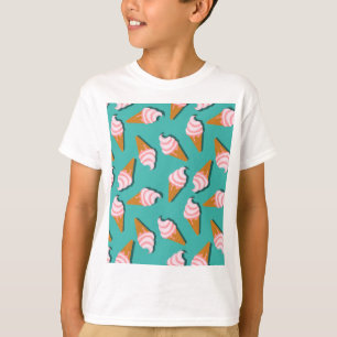 Camiseta Sorvete de cones de waffle e padrão de iogurte con