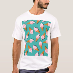 Camiseta Sorvete de cones de waffle e padrão de iogurte con