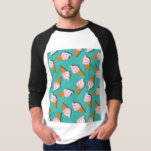 Camiseta Sorvete de cones de waffle e padrão de iogurte con
