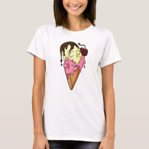 Camiseta Sorvete de crânio de banana e morango doce