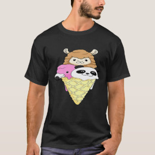 Camiseta Sorvete de crianças Flamingo Panda Llama sorvete