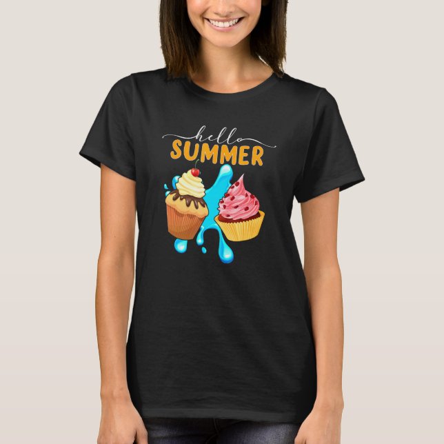 Camiseta Sorvete de Cupcake de Verão (Frente)