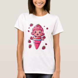 Camiseta Sorvete de framboesa Kawaii
