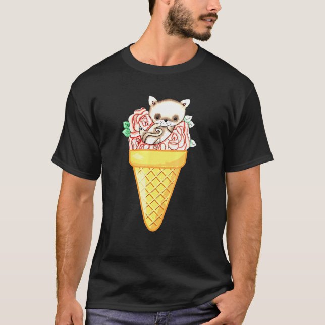 Camiseta Sorvete De Gato E Colheita De Sorvetes (Frente)