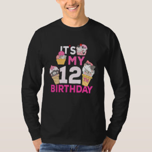 Camiseta Sorvete De Gato É Meu 12 Aniversário De 12 Anos