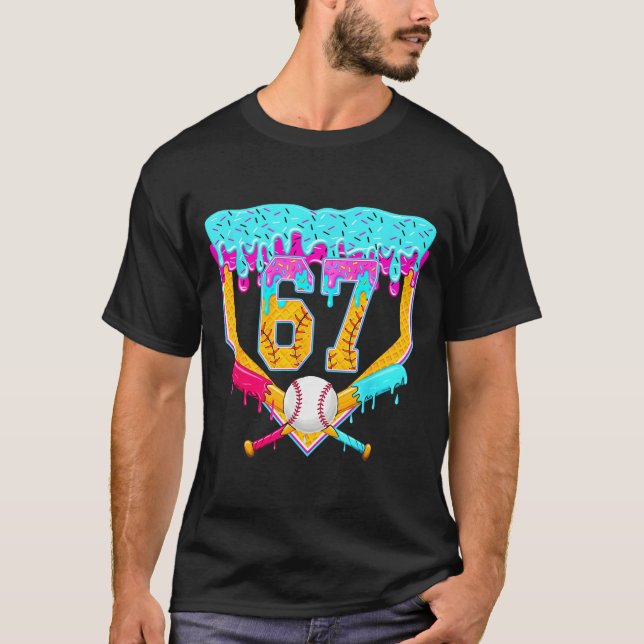Camiseta Sorvete De Gotejamento De Beisebol Número 67 Jogad (Frente)