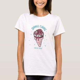Camiseta Sorvete de gotejamento de flores de verão