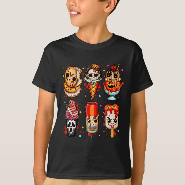 Camiseta Sorvete de Halloween dos Filmes de terror (Frente)
