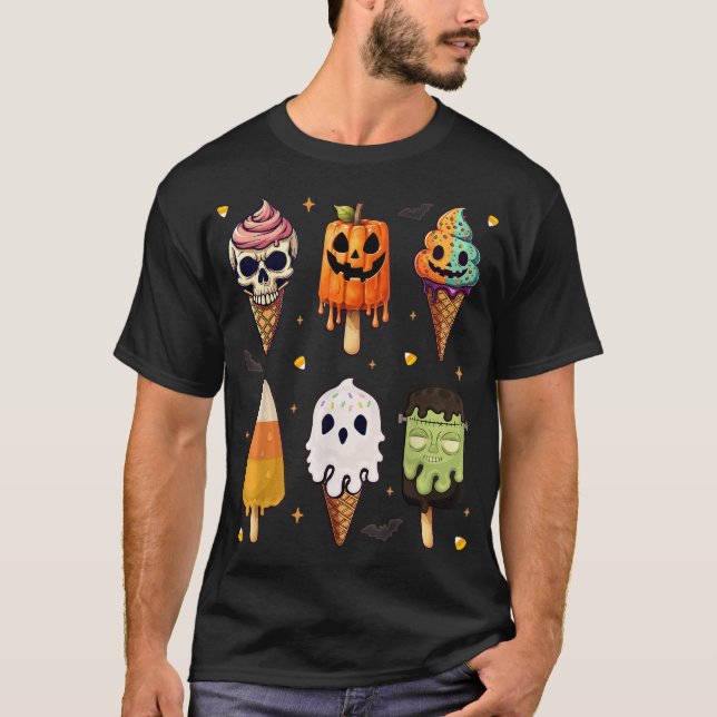 Camiseta Sorvete de Halloween dos Filmes de terror (Frente)