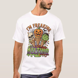 Camiseta Sorvete De Halloween Estou Derretendo Abóbora Crân