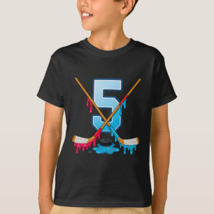 Camiseta Sorvete de hóquei de 5 anos pingando aniversário d