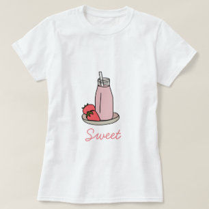 Camiseta Sorvete de morango doce, rosa, fofo