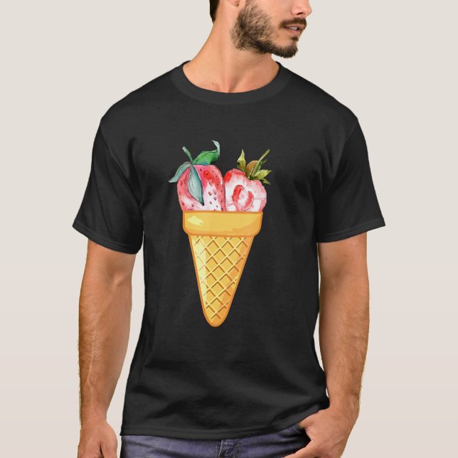 Camiseta Sorvete De Morango - Fruta E Coleta De Sorvetes (Frente)