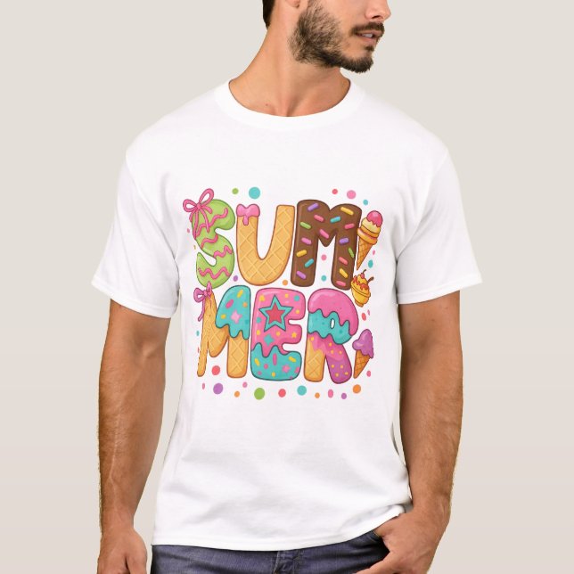 Camiseta Sorvete de pré-disquete PNG - Waffle e Sprink boni (Frente)