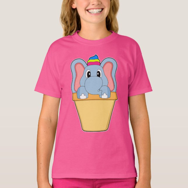 Camiseta Sorvete de waffle de elefante (Frente)