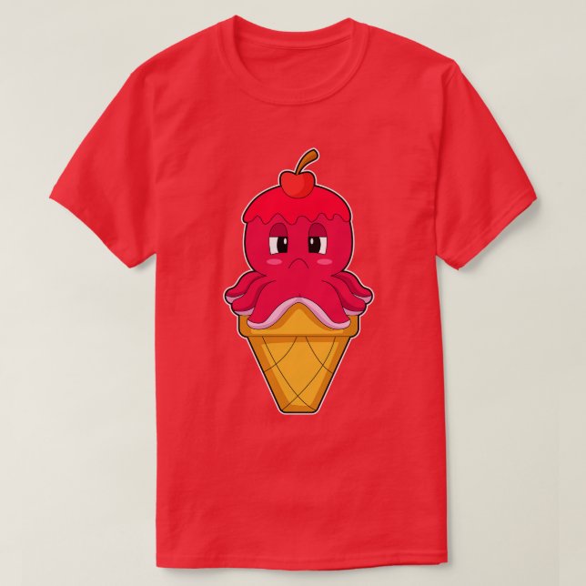 Camiseta Sorvete de waffle de polvo Cereja (Frente do Design)