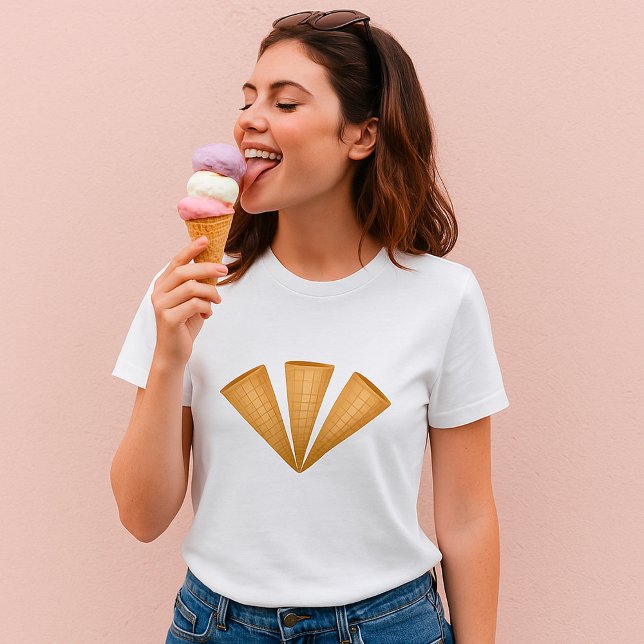 Camiseta Sorvete de Waffle Triple - Sobremesa de Verão (Criador carregado)