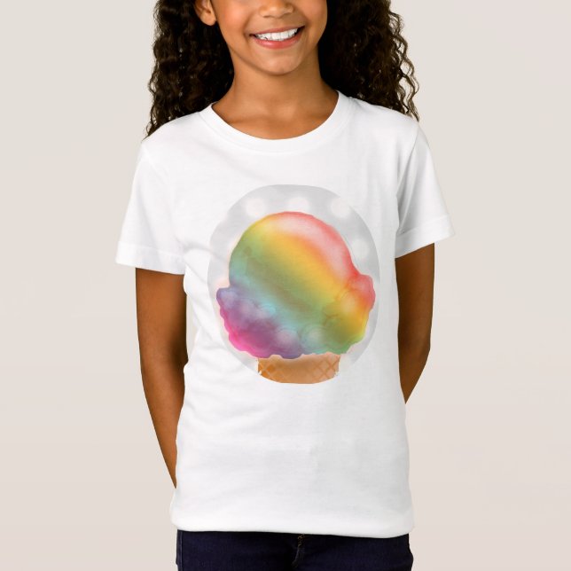 Camiseta Sorvete do cone do sorvete do arco-íris - (Frente)