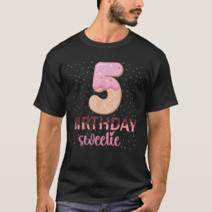 Camiseta Sorvete Docinho De Aniversário Rapariga De 5 Anos