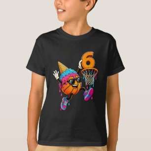 Camiseta Sorvete Drip Basquete de Aniversário de 6 Anos 6 A