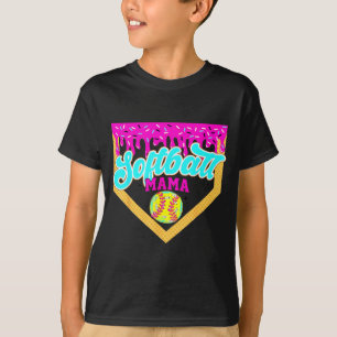 Camiseta Sorvete Drip de Mama de Softbol Dripping Dia de Jo