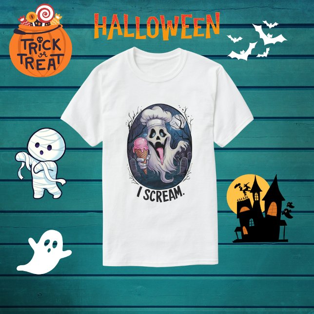 Camiseta Sorvete Fantasma do Chef Spooky Halloween Engraçad (Criador carregado)