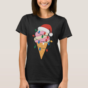 Camiseta Sorvete Festivo Com Luzes De Natal E Papais noeis