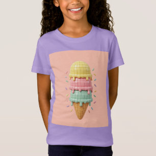 Camiseta Sorvete - fundo rosa pêssego
