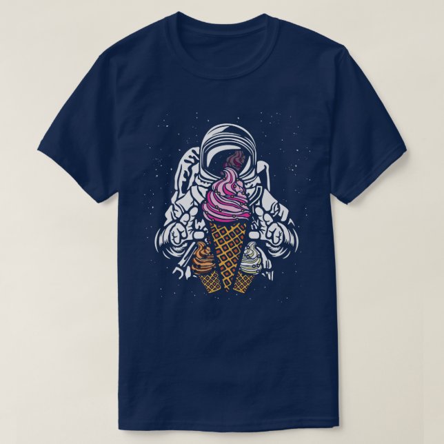 Camiseta Sorvete Gelato Futuro Astronauta Ventilador Uni (Frente do Design)