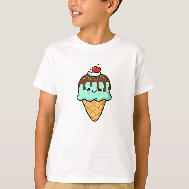 Camiseta Sorvete Kawaii bonito (Frente)