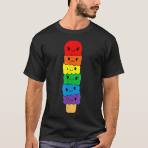 Camiseta Sorvete Kawaii Gay Orgulho LGBT Orgulho Arco-Íris